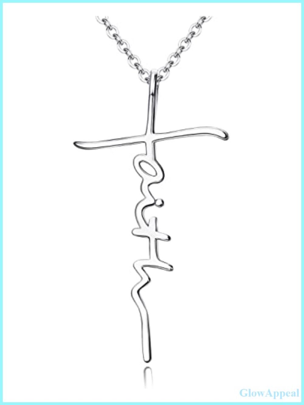 Sterling Silver 18K White Gold Plated Faith Cross Pendant Necklace
